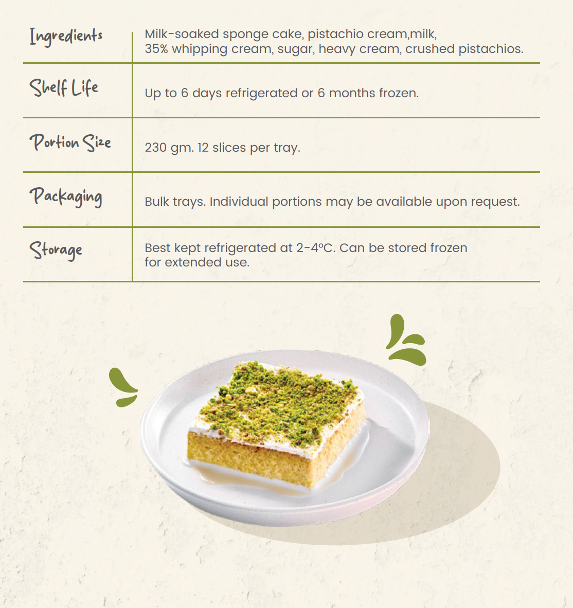 Pan Tres Leches Pistachio